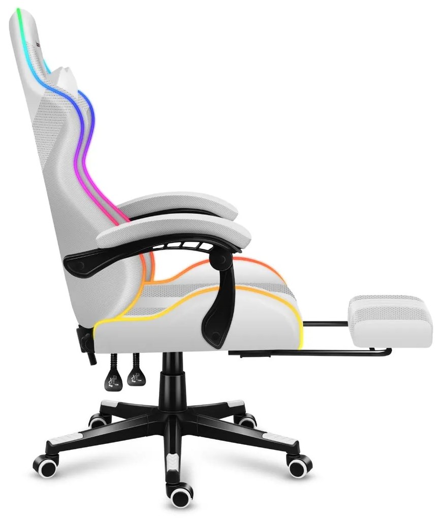 Fotoliu gaming Fusion 4.7 (alb + multicolor) (cu iluminat LED). 1087480