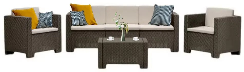 Set mobilier de grădină City cu 5 locuri, maro