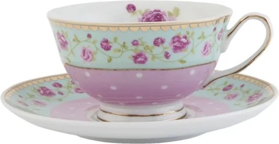 Ceasca cu farfurioara portelan Roses Ø 15 cm x 7 cm 150 ml