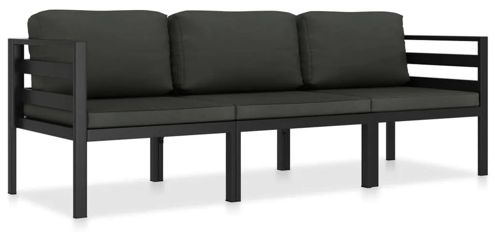 vidaXL Set mobilier de grădină cu perne, 3 piese, antracit, aluminiu