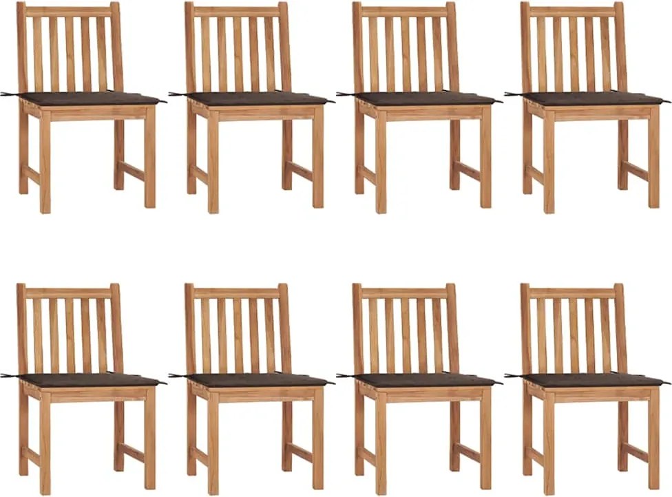 vidaXL Scaune de grădină cu perne, 8 buc., lemn masiv de tec