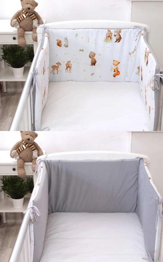 Aparatoare laterala patut, 2 fete, Roar!, velvet gri, 180 x 35 cm