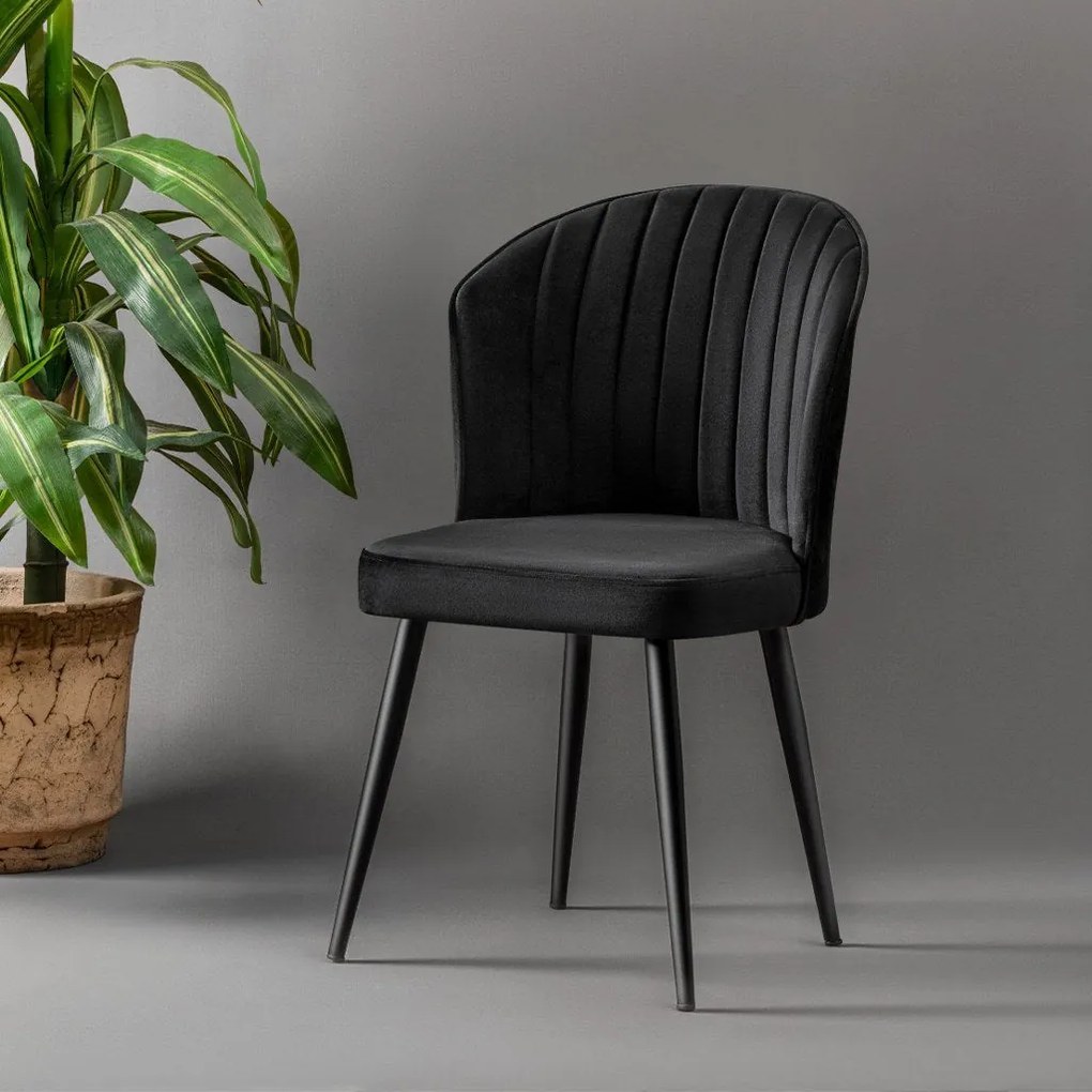Set Masa Zeta, Alb, 4 Scaune, Negre, 102 x 69 x 75 cm
