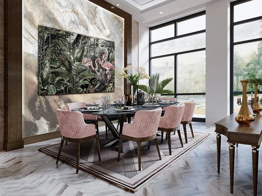 Tablou de perete decorativ Triptico Flamencos, 180x120cm