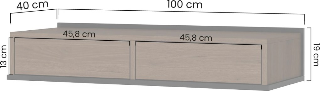 Consolă suspendată Zenar 100 cm cu sertare - nuc elegant / negru
