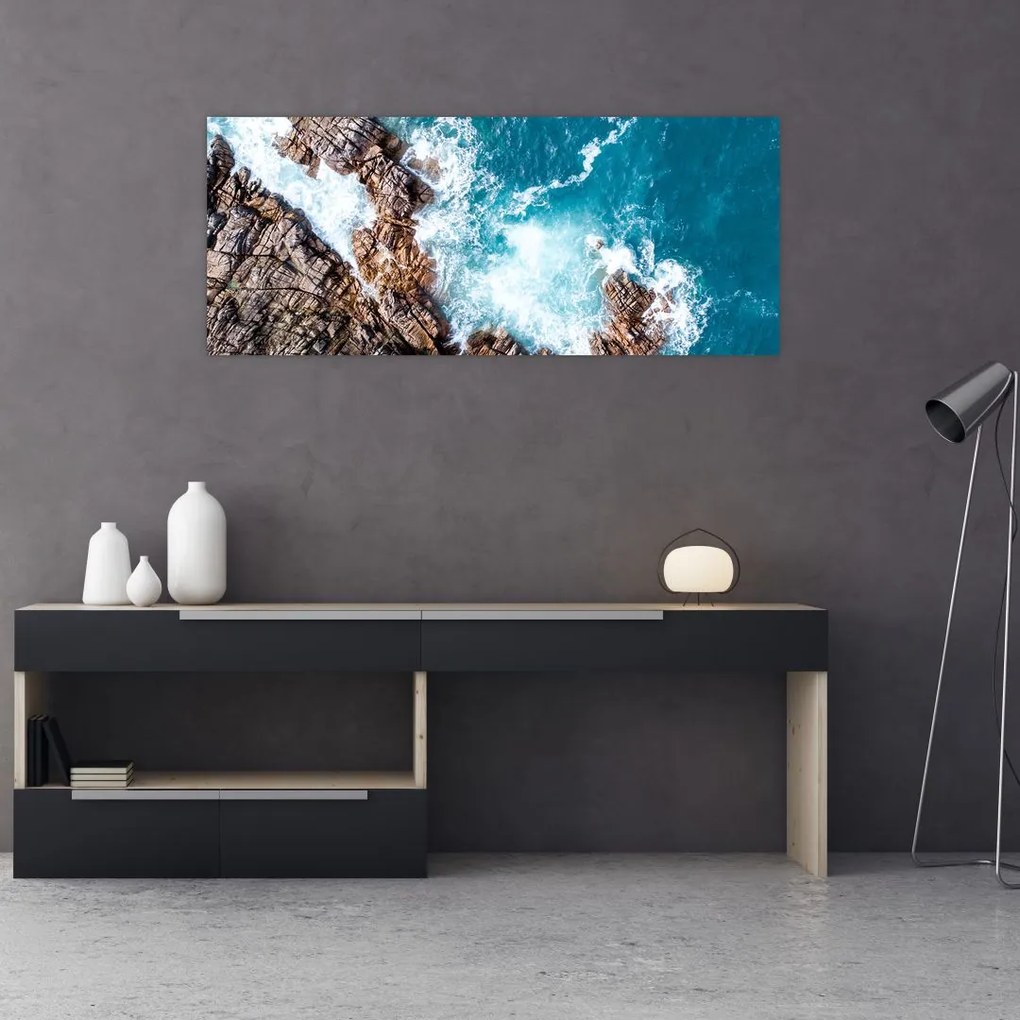 Tablou cu stânci și mare (120x50 cm)