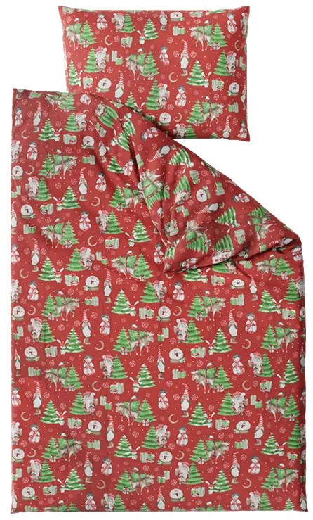 Lenjerie de pat din bumbac rosu ELFI si BRAZI Dimensiune lenjerie de pat: 70 x 90 cm | 140 x 200 cm