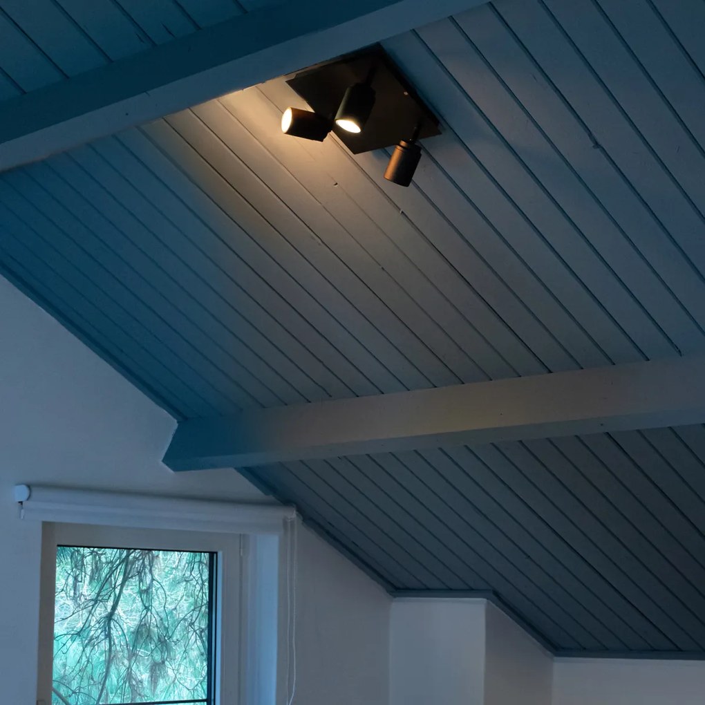 Spot modern pentru baie negru pătrat 3 lumini IP44 - Ducha