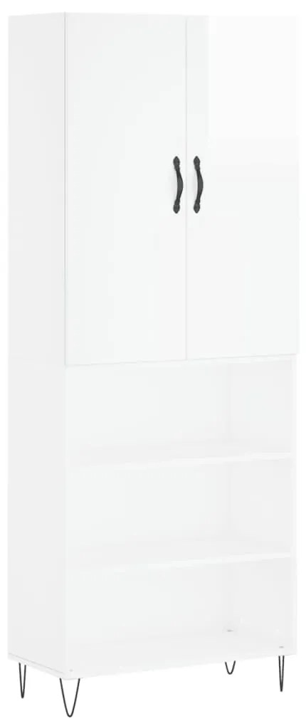 3198115 vidaXL Dulap înalt, alb extralucios, 69,5x34x180 cm, lemn compozit