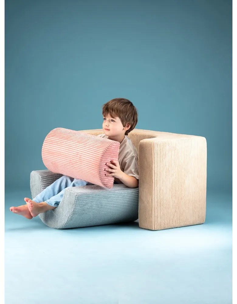 Teren de joacă din spumă maro deschis 3 buc. din catifea reiată înălțime 37 cm 75x49 cm Rainbow Montessori – Wigiwama