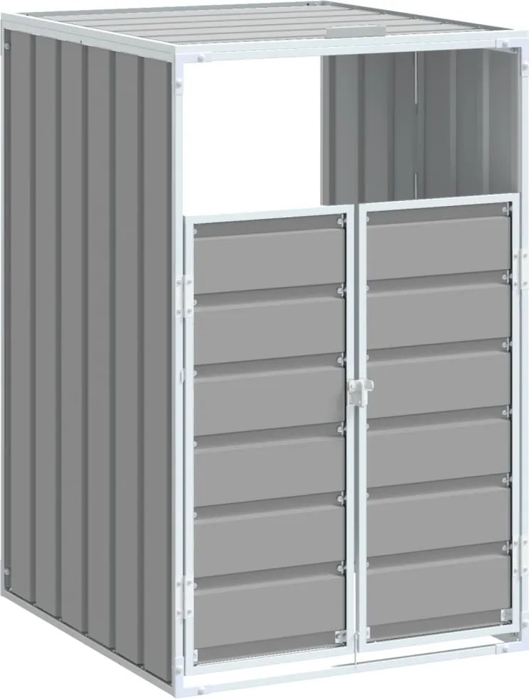 vidaXL Depozitare coș gunoi cu roți, 1 coș, gri, 72x81x115 cm, oțel