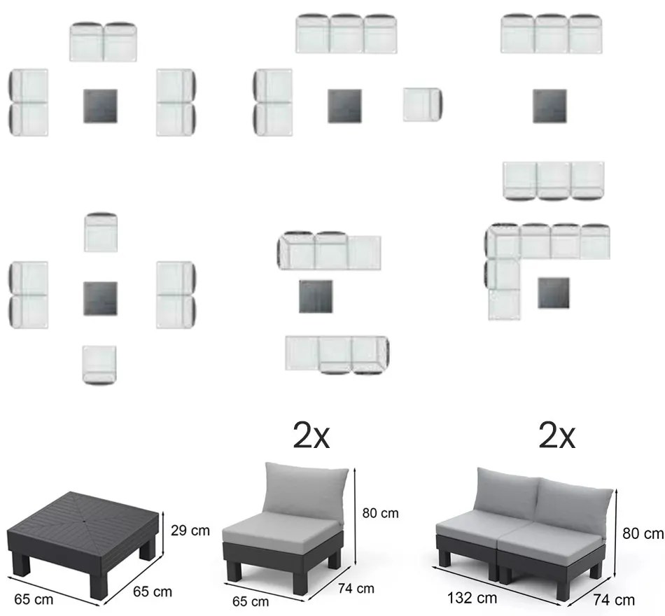 Elements II 6 locuri set de mobilier de grădină grafit