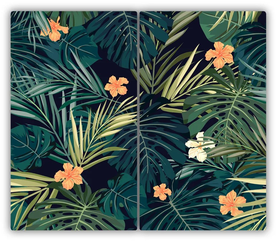Tocator din sticla frunze tropicale