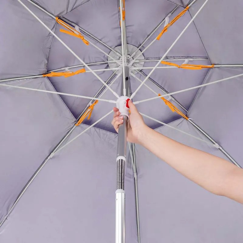 Umbrela de plaja Muhler YL1039, 200x200 cm, Protectie UV, Cadru din otel, Inclinare reglabila, Violet