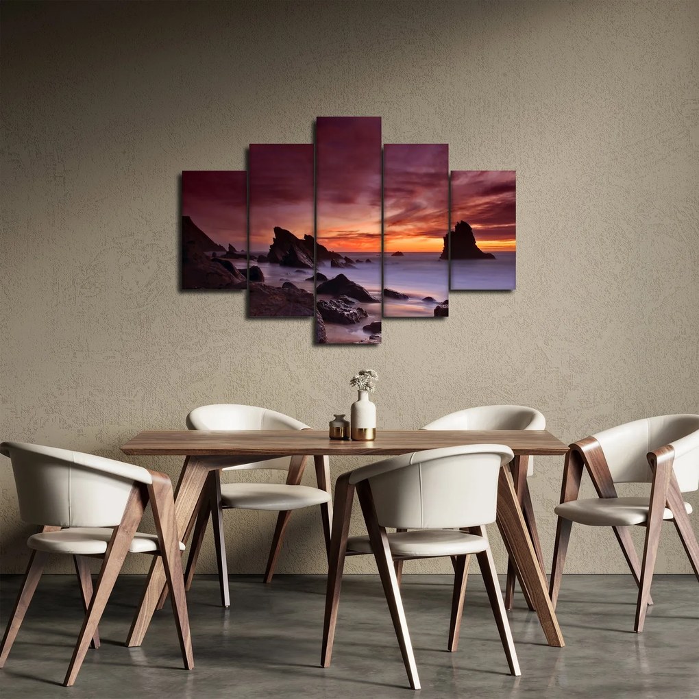 Tablou cu apus de soare pe mal (150x105 cm)