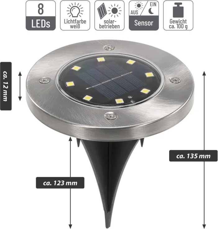 LED iluminat solar incorporat de grădină-Garth cu 3 LED-uri