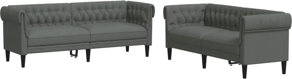 vidaXL Set de canapele, 2 piese, gri închis, material textil