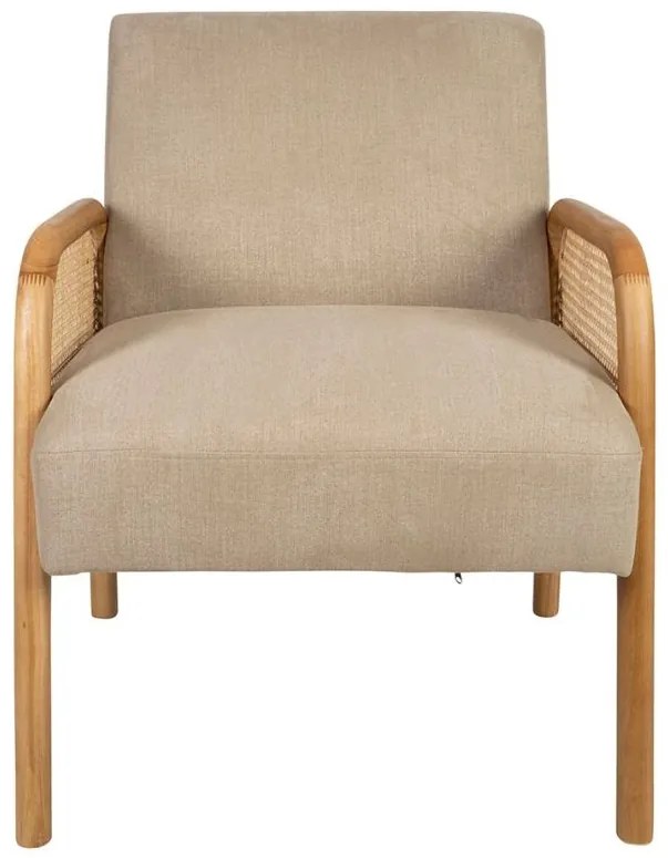Scaun dining, bej, din lemn de cauciuc si textil, Fermin
