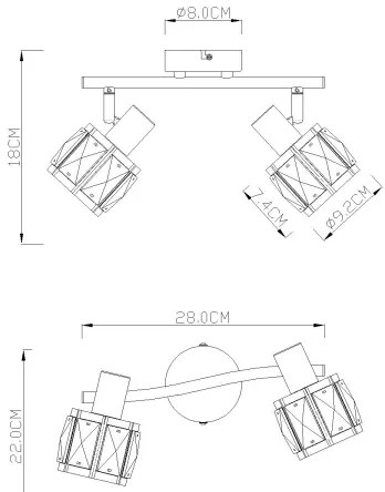 Globo 54356-2 - Lampă spot KRIS 2xE14/40W/230V