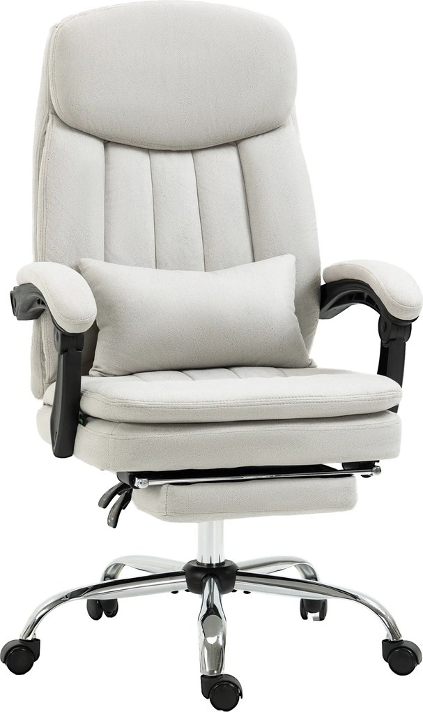Vinsetto Scaun de birou cu funcție de masaj și încălzire, ergonomic, 66x67x110-118cm, Alb crem | Aosom Romania