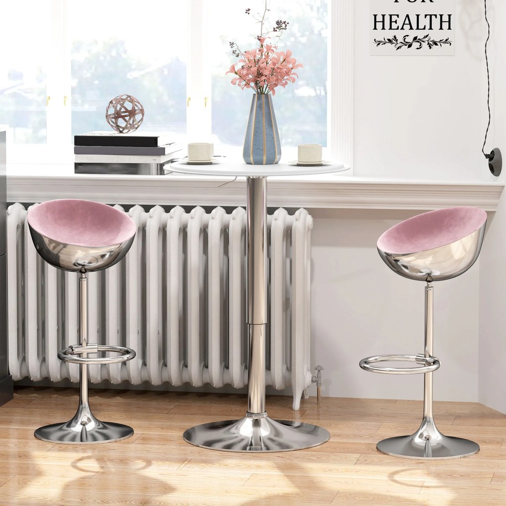 HOMCOM Masă de Bar Rotundă Ø63 cm, Reglabilă pe Înălțime 67-93 cm, cu Structură Metalică și Blat Rotativ 360°, Albă | Aosom Romania