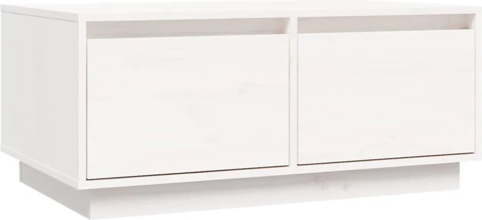 vidaXL Măsuță de cafea, alb, 80x50x35 cm, lemn masiv de pin