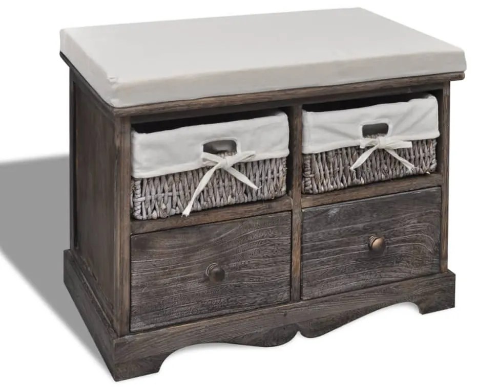 240791 vidaXL Bancă de depozitare, maro, 62x33x42 cm, lemn de paulownia