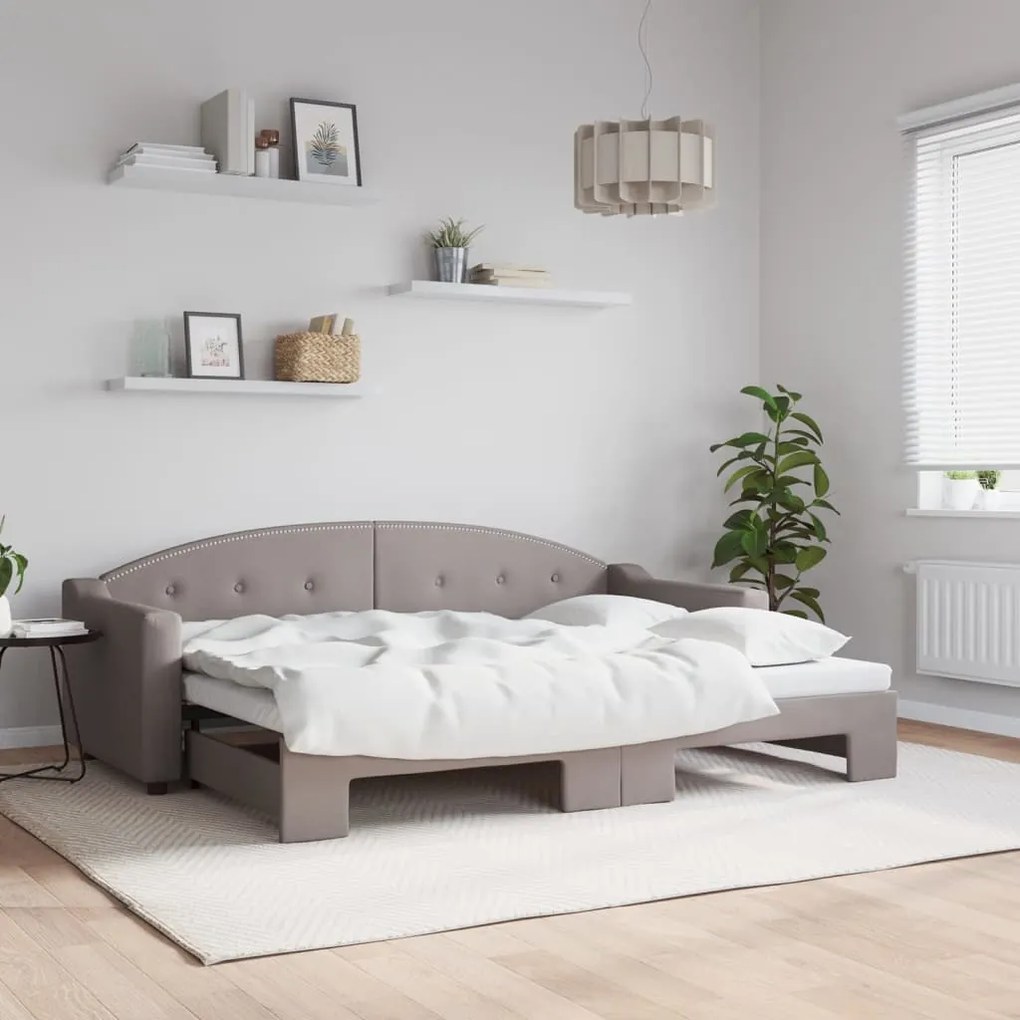 vidaXL Pat de zi cu extensie, gri taupe, 80x200 cm, textil
