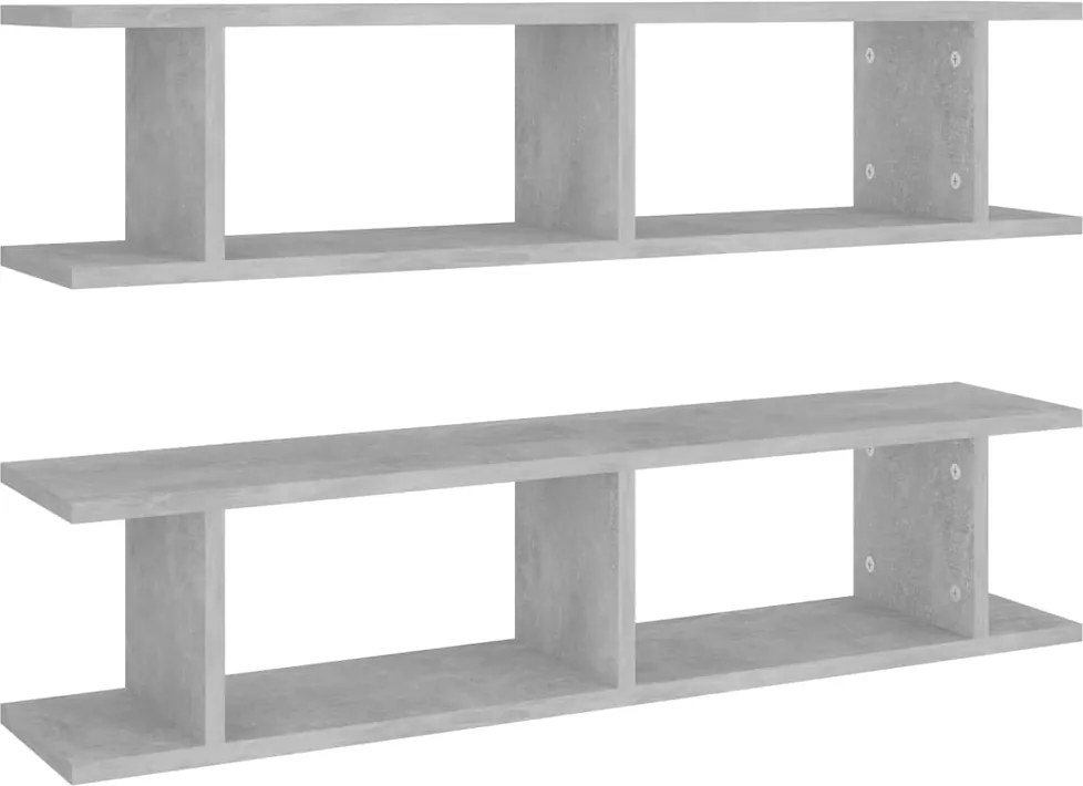 vidaXL Rafturi de perete, 2 bucâți, gri beton, 90x18x20 cm, PAL