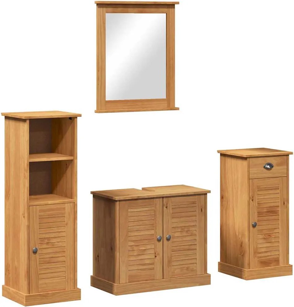 vidaXL Set de mobilier pentru baie cu sertar VIGO 4 pcs Maro miere