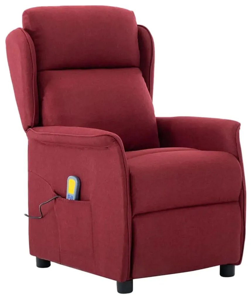 3073629 vidaXL Fotoliu de masaj electric rabatabil, roșu vin, textil