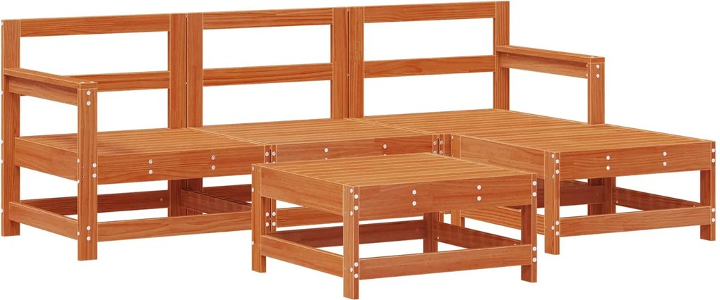 vidaXL Set de lounge pentru grădină 5 pcs Maro Ceară Lemn masiv de pin
