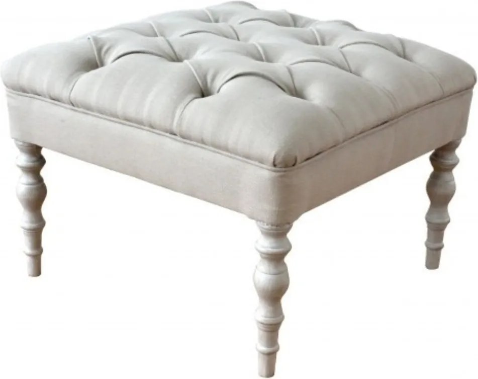 Tabruret alb tapitat cu aspect vintage, Venice