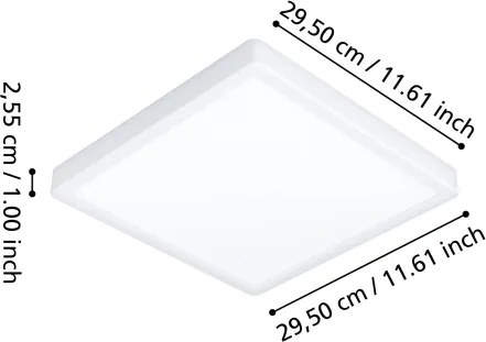 Eglo 901379 - Plafonieră LED RGBW FUEVA-Z, dimabilă, cu sticlă fumurie, LED 13,5 W, 230 V, 29,5 cm, IP44, alb