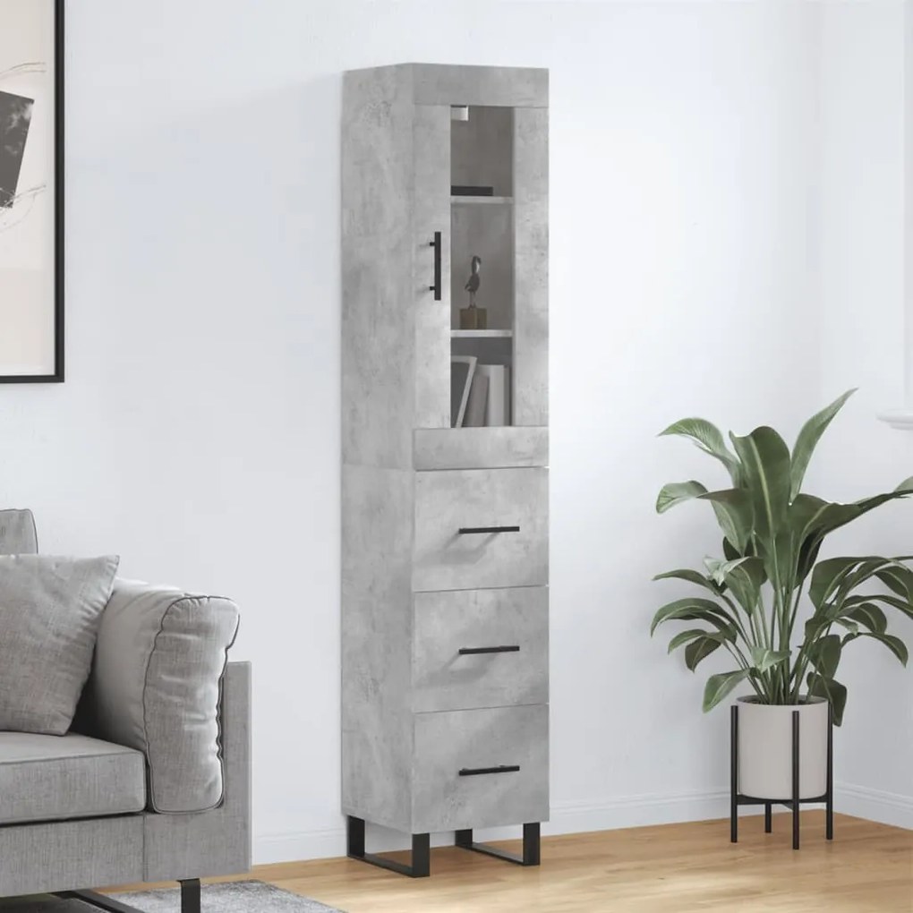 vidaXL Dulap înalt, gri beton, 34,5x34x180 cm, lemn prelucrat
