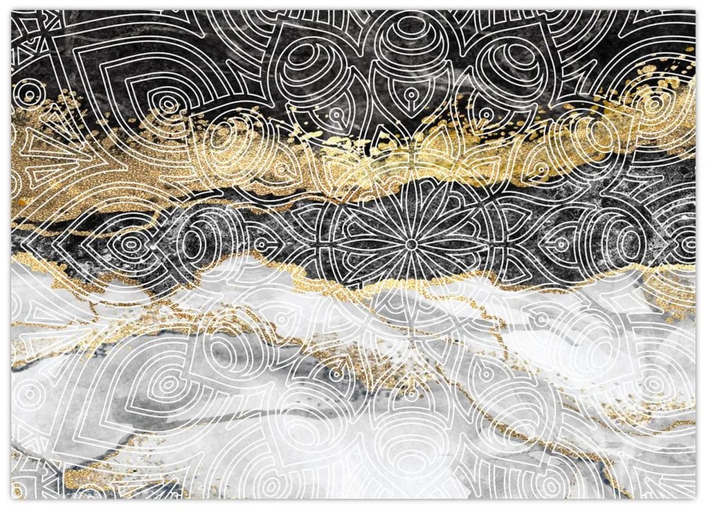 Tablou pe sticlă - Mandala în marmură (70x50 cm)