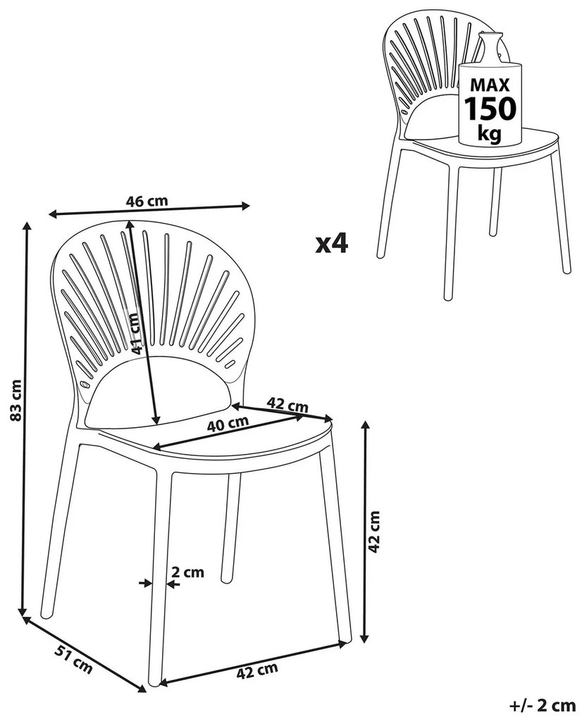 Set 4 buc scaune de sufragerie Ostza (alb). 1081823