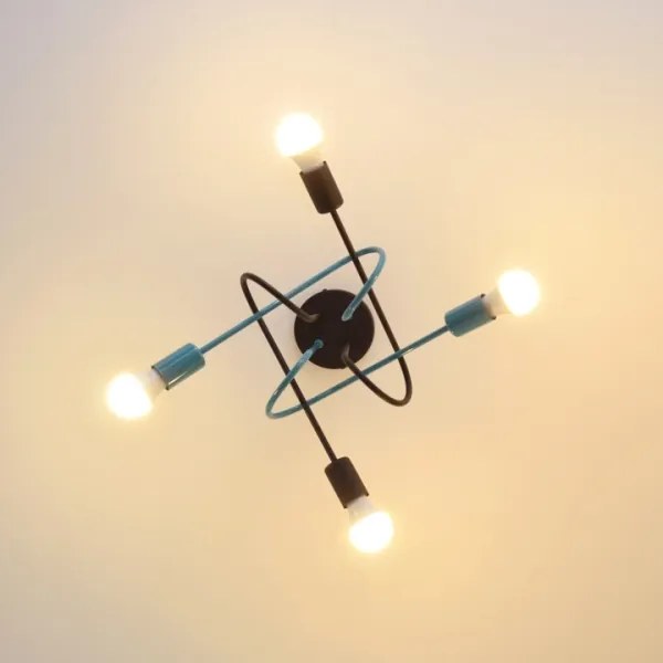 Lustră aplicată OXFORD 4xE27/15W/230V negru/turcoaz