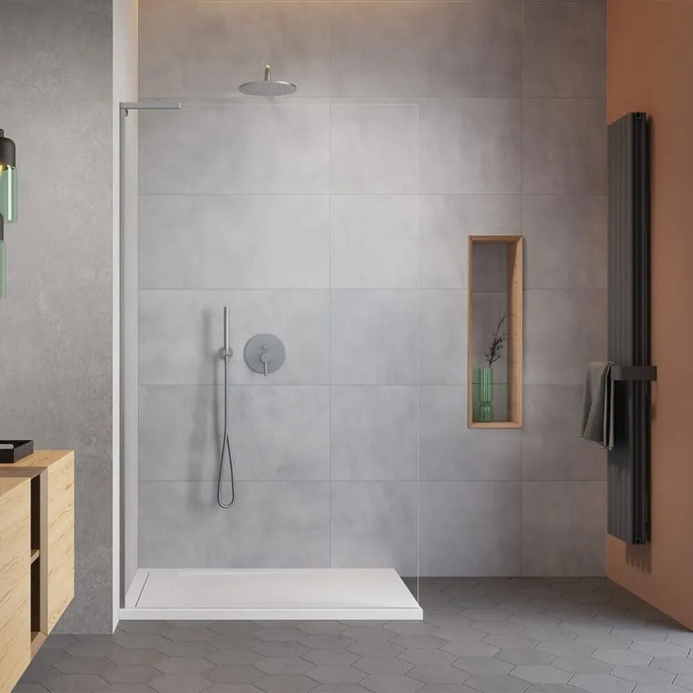 Paravan de dus tip Walk-in Radaway Modo SL II nichel periat-transparent 90 cm sticla securizata 8 mm stanga