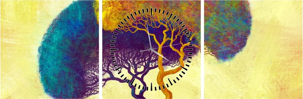 Tablou - Copaci în deal (cu ceas) (90x30 cm)