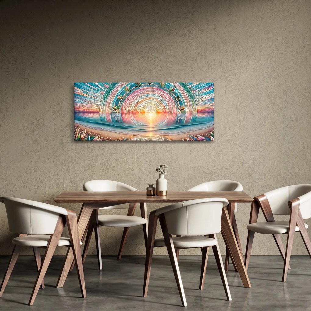 Tablou – Mozaic al soarelui la apus (120x50 cm)