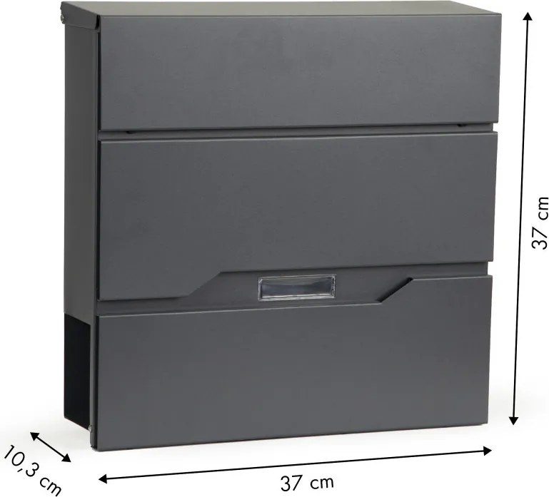 Cutie poștală din oțel galvanizat cu suport pentru ziare antracit