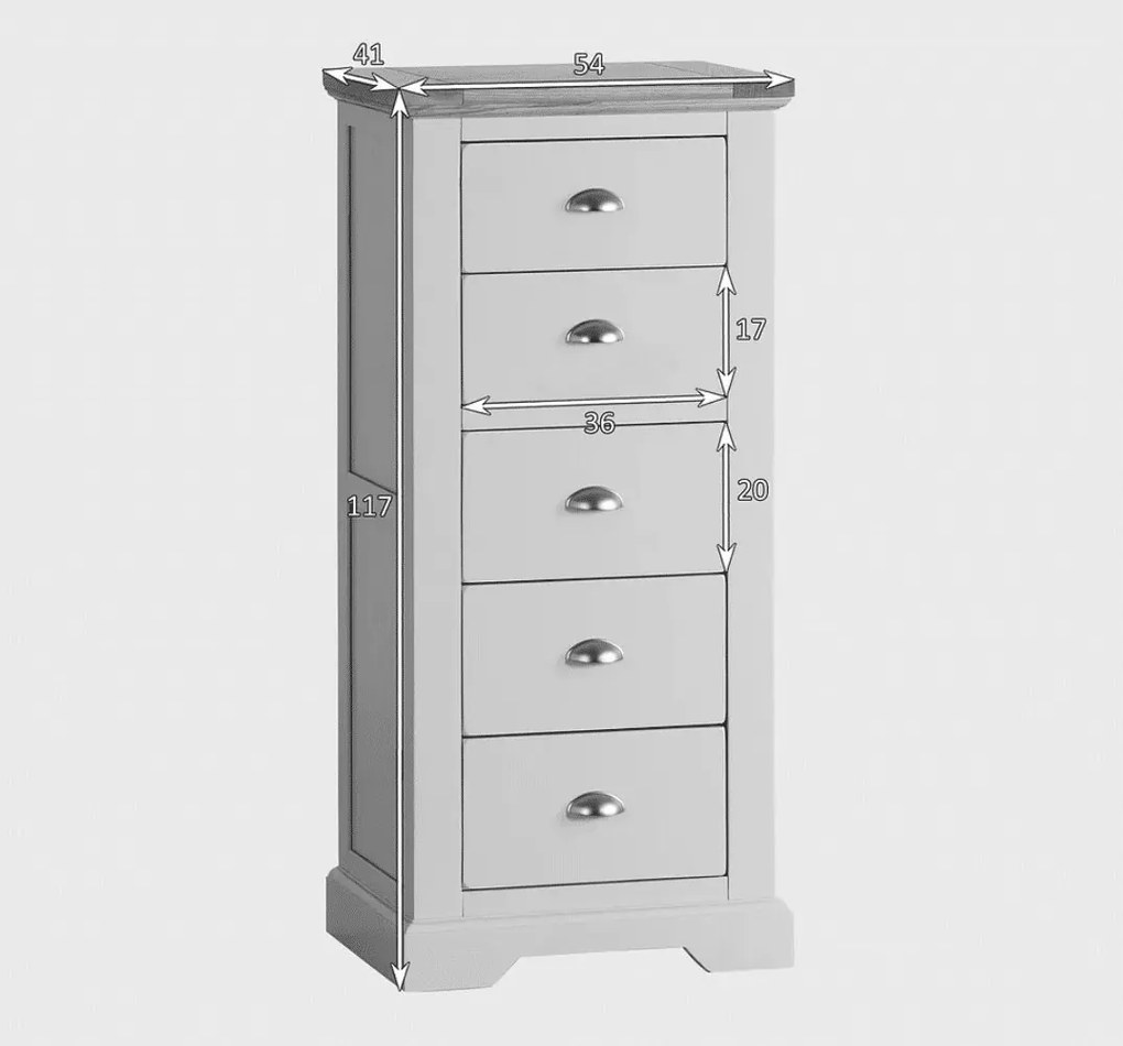 Bufet lemn masiv gri Ives Personalizabilă, 54 × 41 × 117 cm
