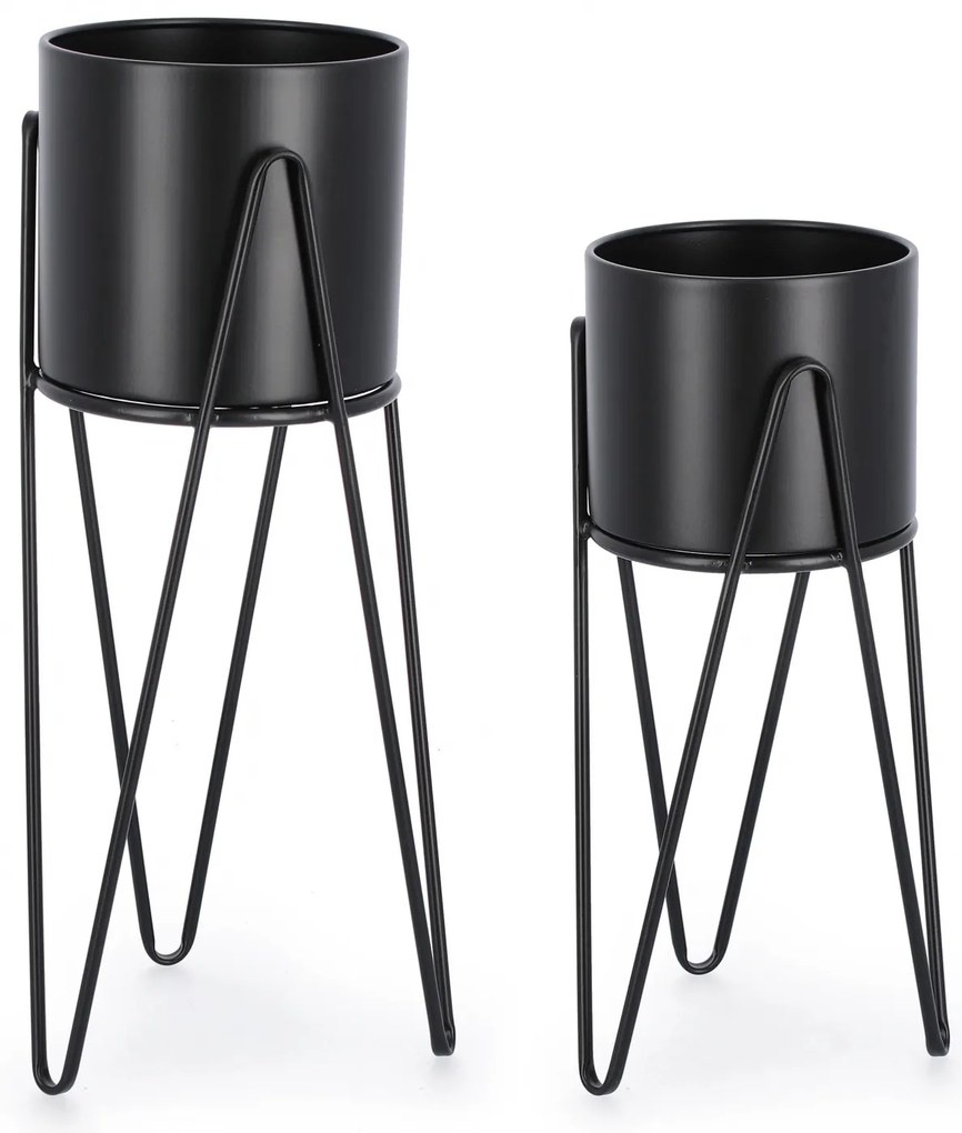 Suport pentru flori, Madelyn rotund, Negru, Set2