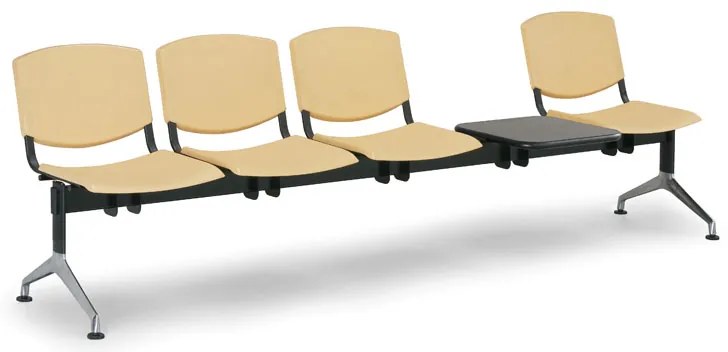 Bancă design plastic, 4 locuri + masă, neagră