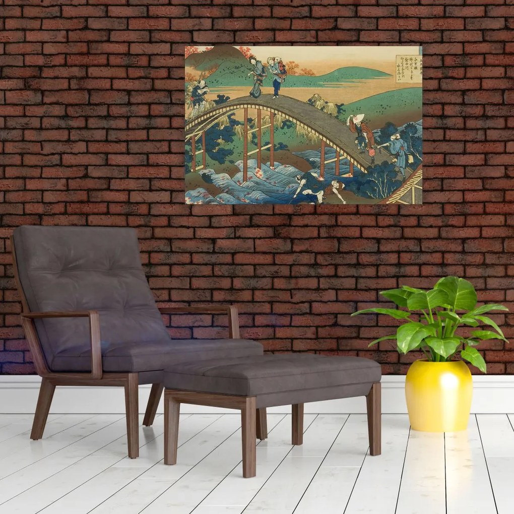 Tablou - Katsushika Hokusai, Ariwara no Narihirafrom the series One Hundred, Poems Explained by the Nurse (Hyakunin isshu uba ga etoki), reproducere (90x60 cm)