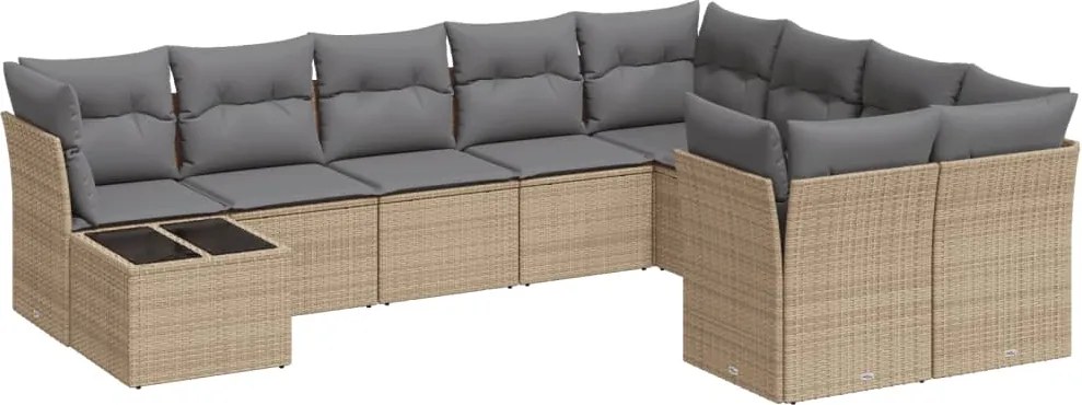 vidaXL Set canapele de grădină cu perne, 10 piese, bej, poliratan