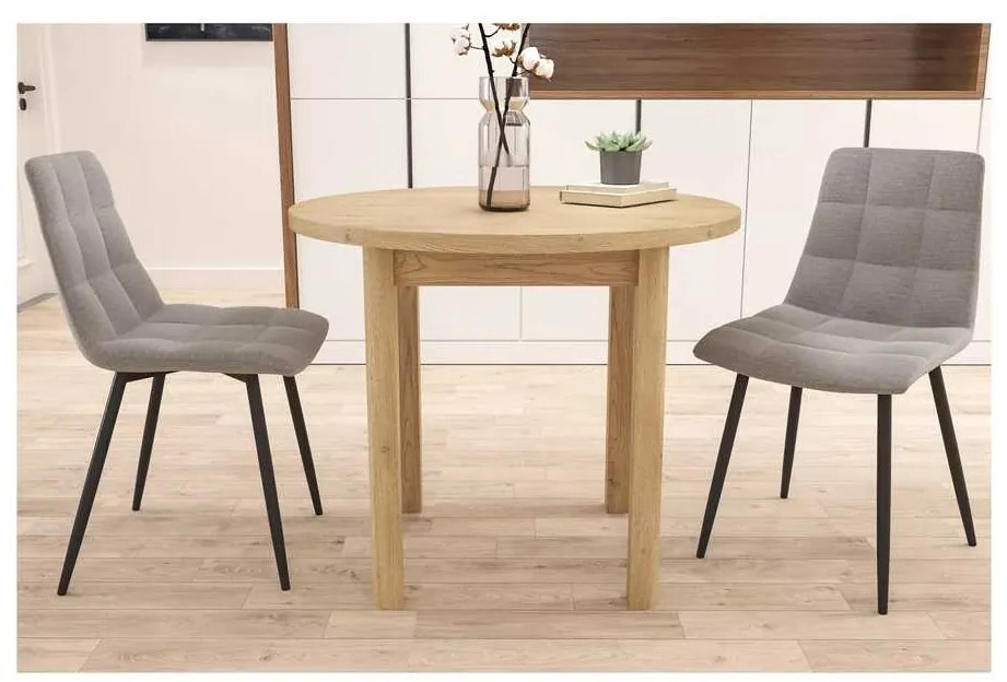 Masă de bucătărie Adam - 80 cm diametru, stejar cremona