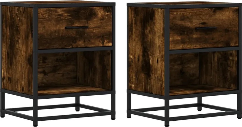 vidaXL Noptiere, 2 buc., stejar fumuriu, 40x31x50 cm, lemn compozit