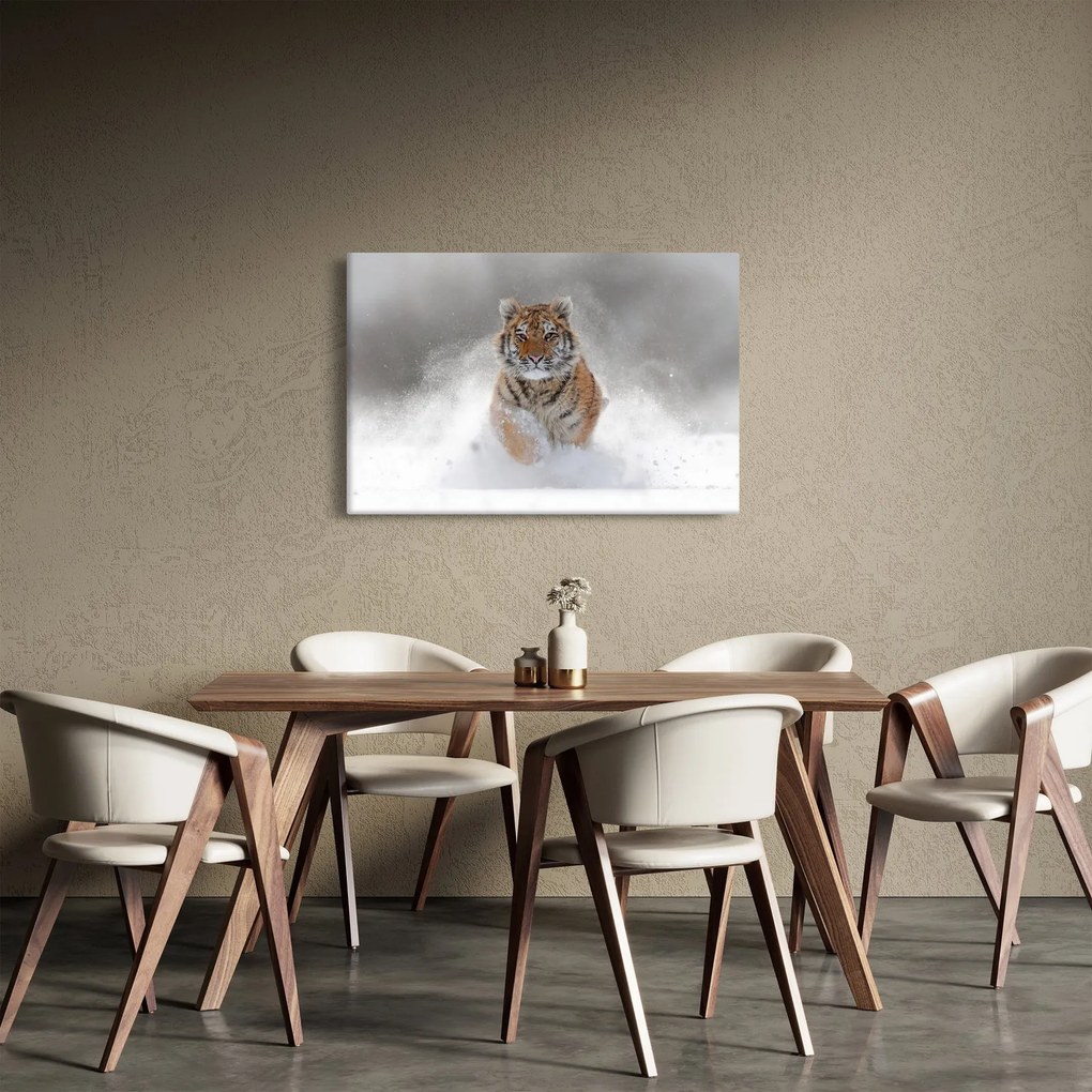 Tablou cutigru fugind prin zăpadă (90x60 cm)